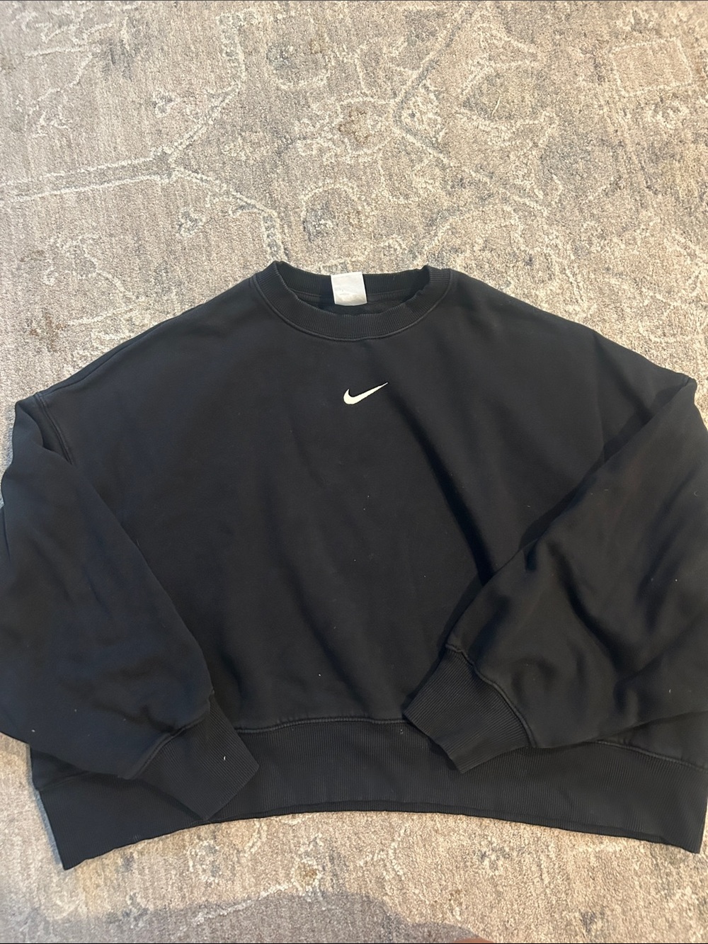 Nike Black crop Crewneck Sweatshirt with White Swoosh